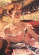Mary Cassatt Lydia in a Loge Wearing a Pearl Necklace oil painting reproduction